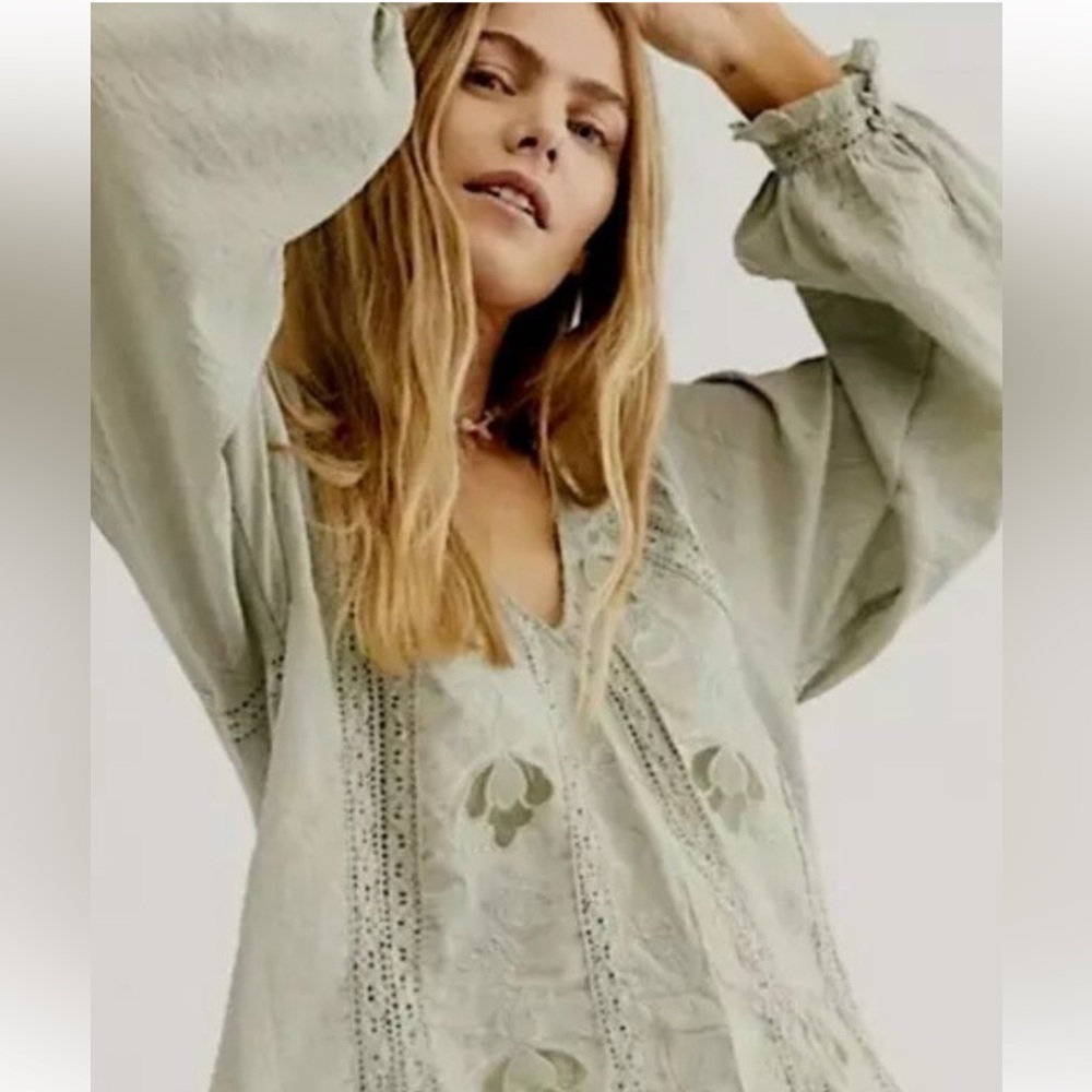 Free People Sivan Embroidered Blouse